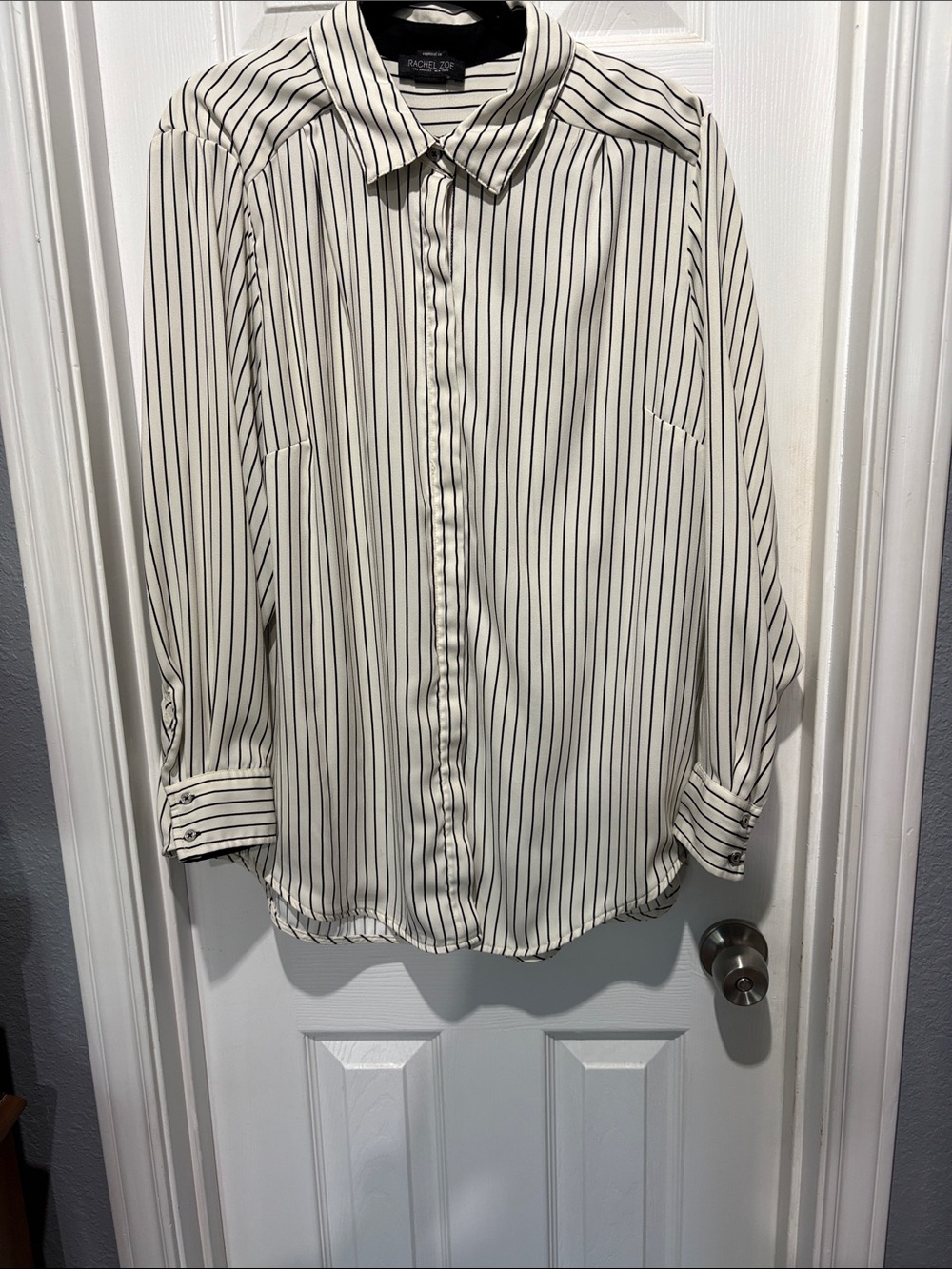 Rachel Zoe Cream and Black Vertical Stripe Blouse